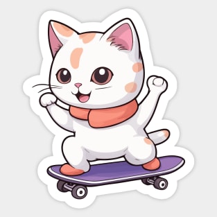 Skateboard Cat Sticker